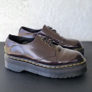 Dr Martens Oxford Shoes Womens Sz 8 1461 Quad Chunky Smooth Leather Platform Y2K